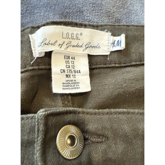 LOGG H&M Womens Jeans Dark Green Dress pants Label of Graded Goods Size 12 - Picture 2 of 7